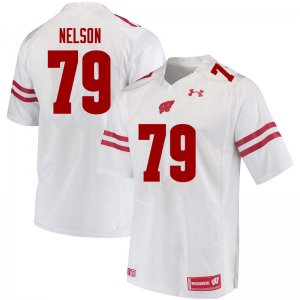 Men's Wisconsin Badgers NCAA #79 Jack Nelson White Authentic Under Armour Stitched College Football Jersey KD31Q44FF